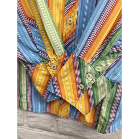 Vintage Tommy Hilfiger Top Women Size‎ 18 Rainbow Striped Y2K Classic Festival - Picture 13 of 15